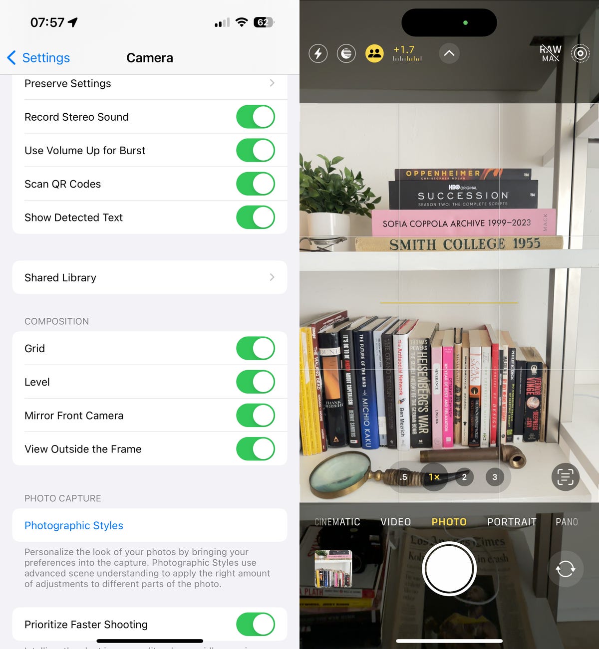 Level feature in the camera on iOS 17